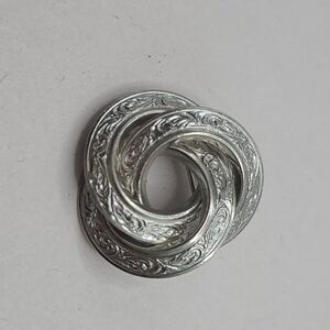 Vintage Silver Tone Scrolled Knot Pin Brooch